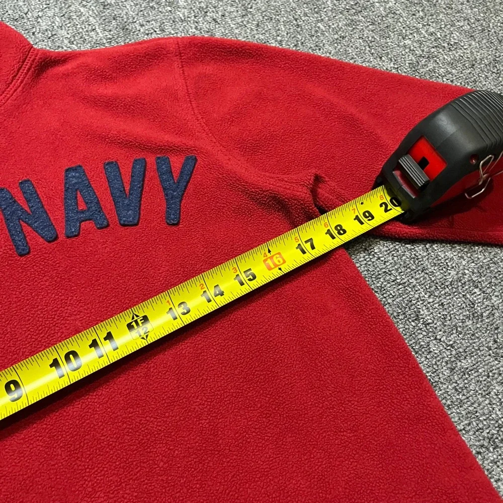 Old Navy Fleece Quarter Zip Pullover Size M 8 Red Navy Blue Logo Kids Sweatshirt